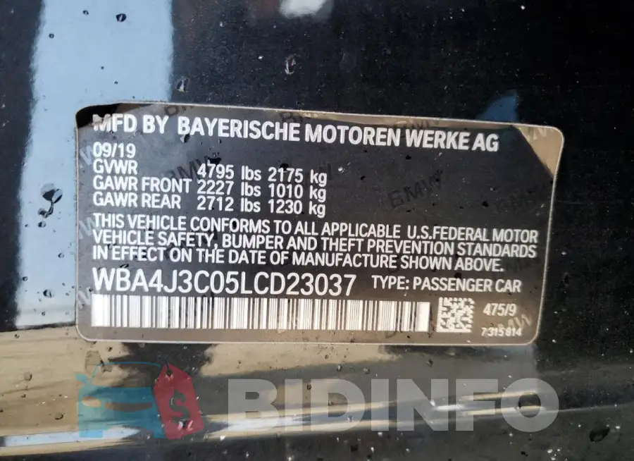 WBA4J3C05LCD23037 Photo# 13