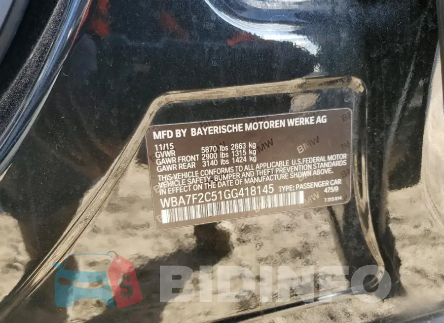 WBA7F2C51GG418145 Photo# 12