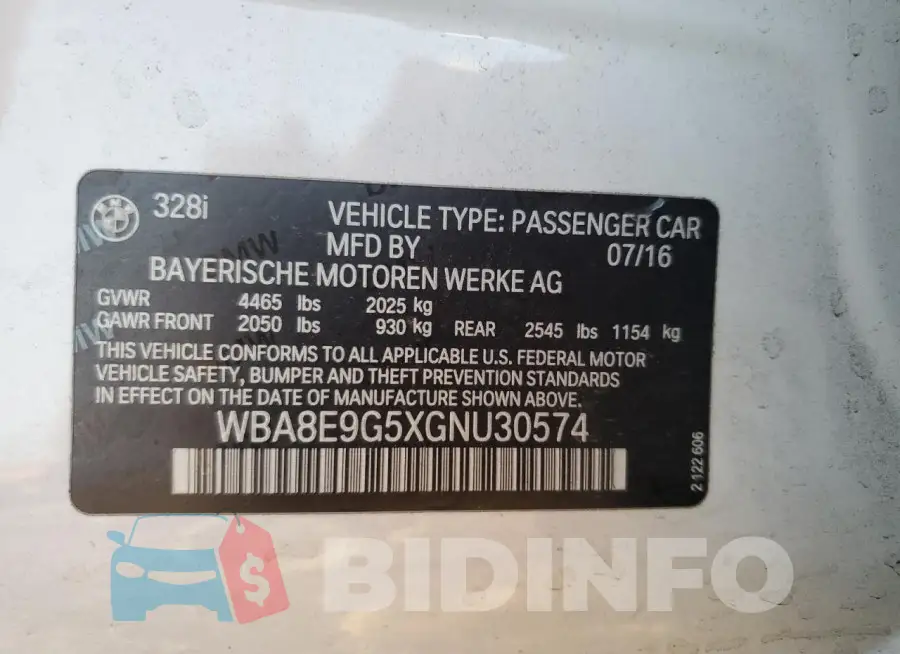 WBA8E9G5XGNU30574 Photo# 12