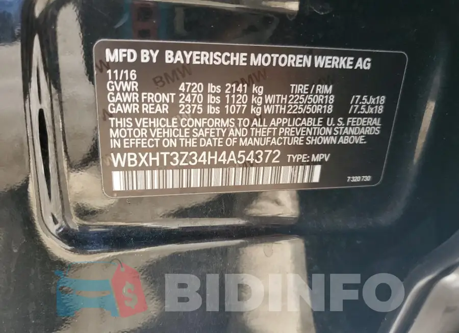 WBXHT3Z34H4A54372 Photo# 14