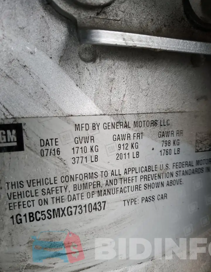 1G1BC5SMXG7310437 Photo# 13
