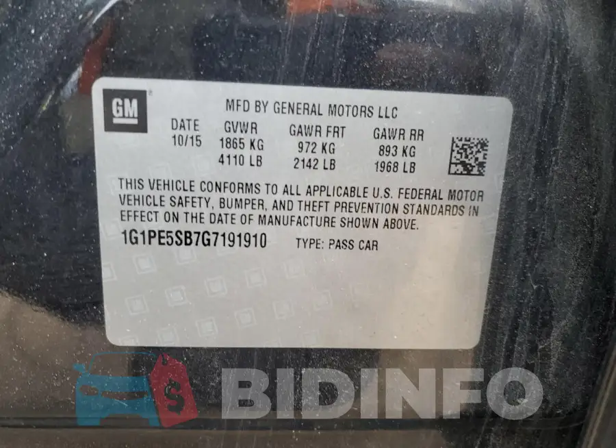 1G1PE5SB7G7191910 Photo# 12