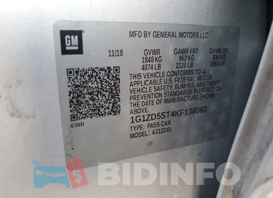 1G1ZD5ST4KF138083 Photo# 12