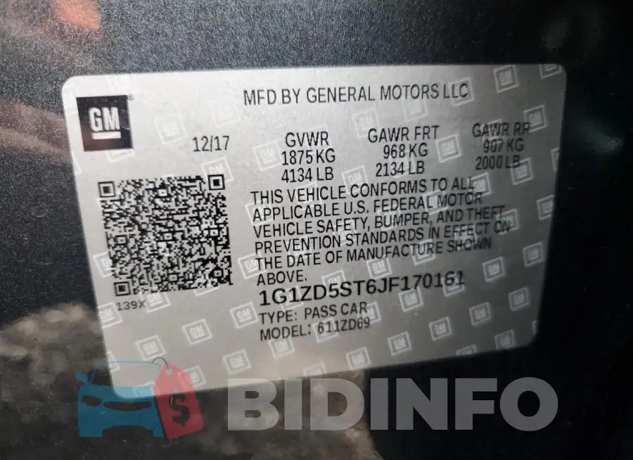 1G1ZD5ST6JF170161 Photo# 12