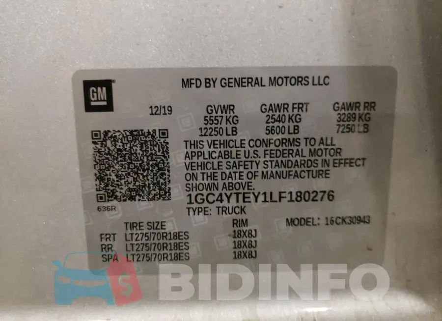 1GC4YTEY1LF180276 Photo# 12