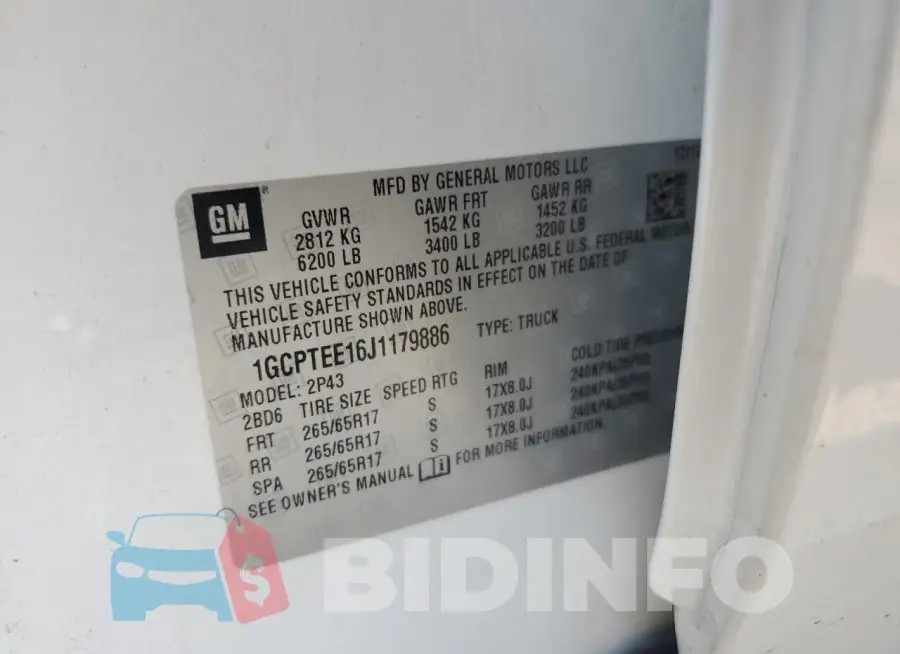 1GCPTEE16J1179886 Photo# 12