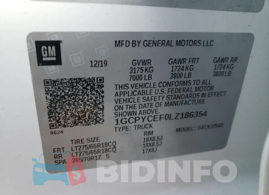 1GCPYCEF0LZ186354 Photo# 12