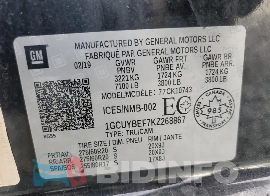 1GCUYBEF7KZ268867 Photo# 12
