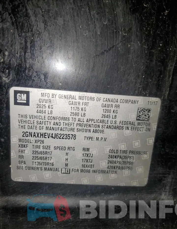 2GNAXHEV4J6223578 Photo# 12