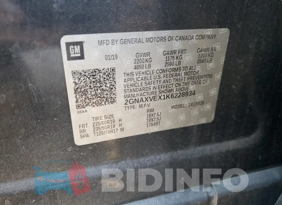 2GNAXVEX1K6228934 Photo# 13
