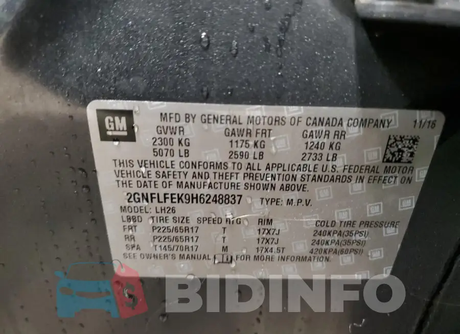 2GNFLFEK9H6248837 Photo# 13