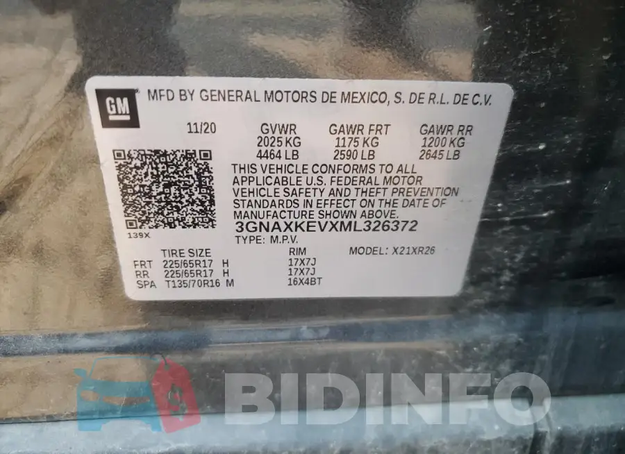 3GNAXKEVXML326372 Photo# 14