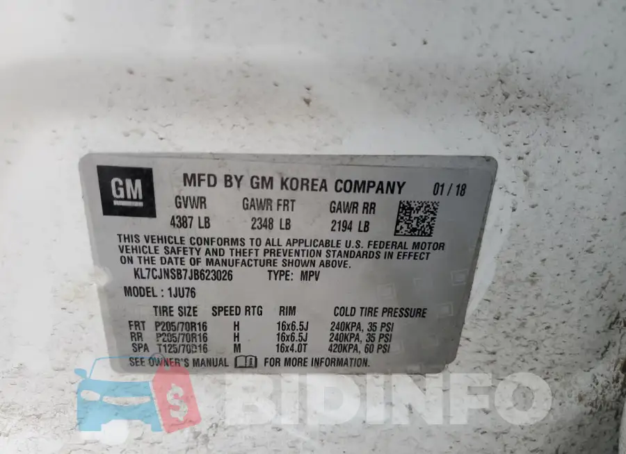 KL7CJNSB7JB623026 Photo# 14