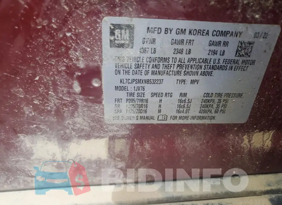 KL7CJPSMXNB532237 Photo# 13