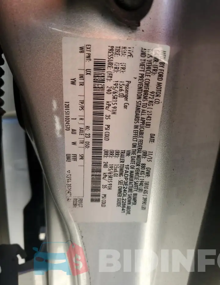 1FADP3E24GL228641 Photo# 13