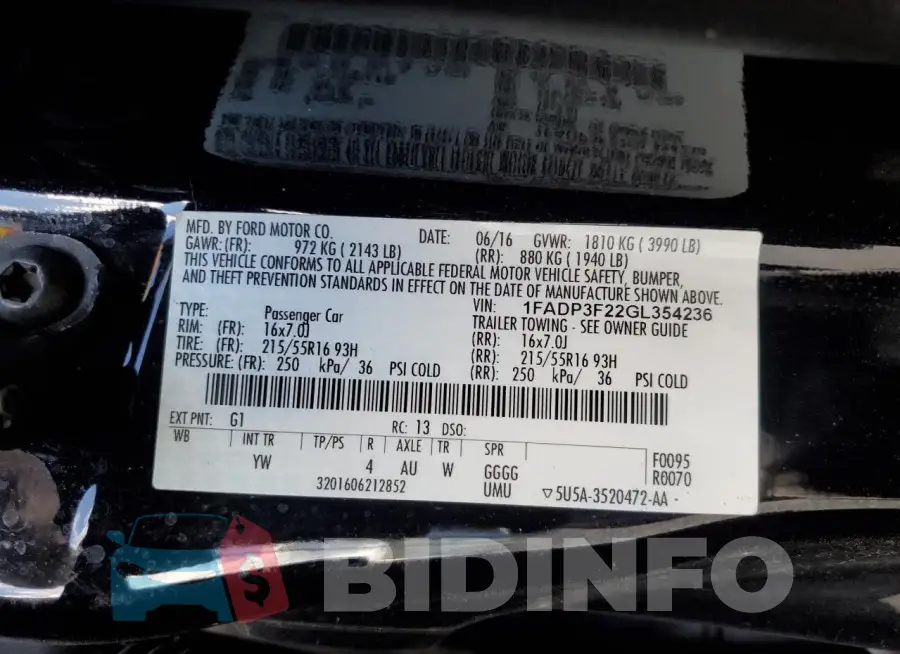 1FADP3F22GL354236 Photo# 12
