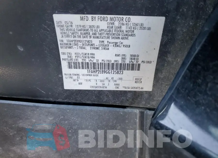1FAHP2E89GG125823 Photo# 12