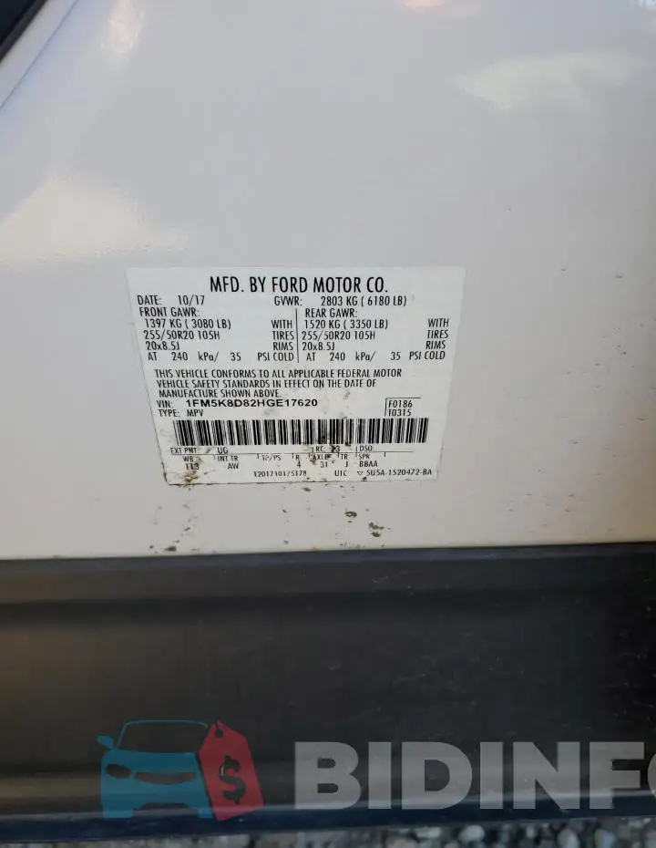 1FM5K8D82HGE17620 Photo# 13