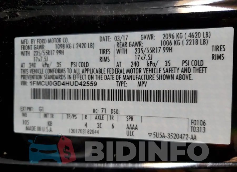 1FMCU0GD4HUD42559 Photo# 12