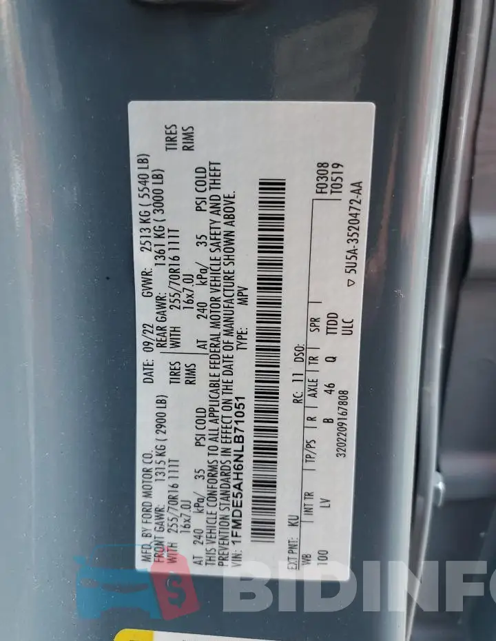 1FMDE5AH6NLB71051 Photo# 13