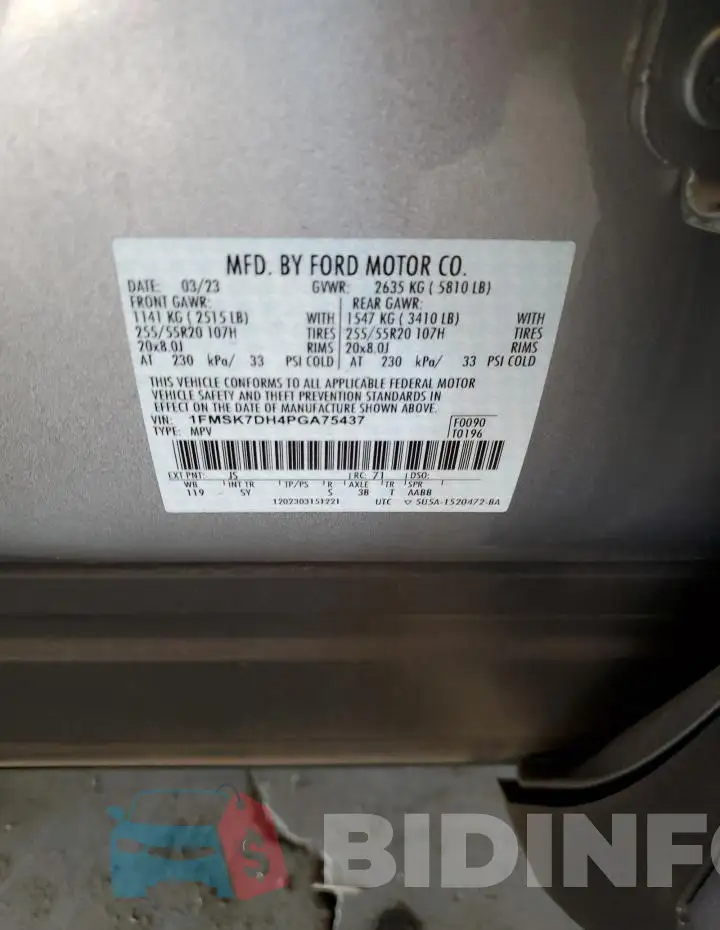 1FMSK7DH4PGA75437 Photo# 13