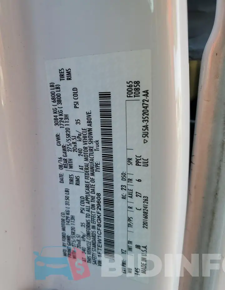 1FTEW1CF8GKF29608 Photo# 12