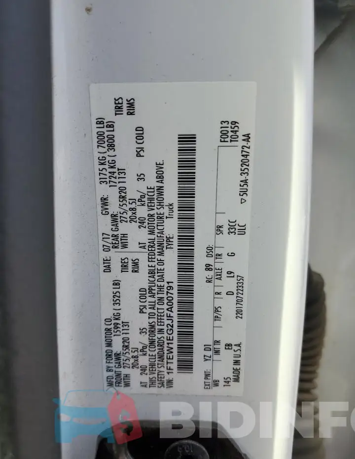 1FTEW1EG2JFA00791 Photo# 13