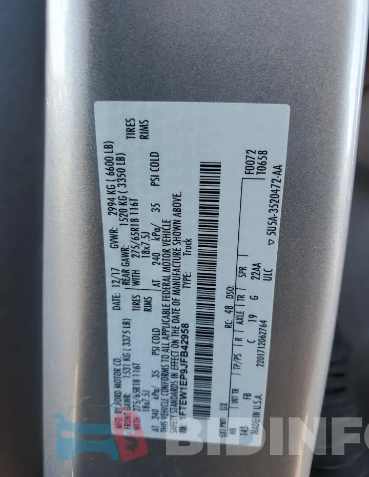 1FTEW1EP9JFB42958 Photo# 12