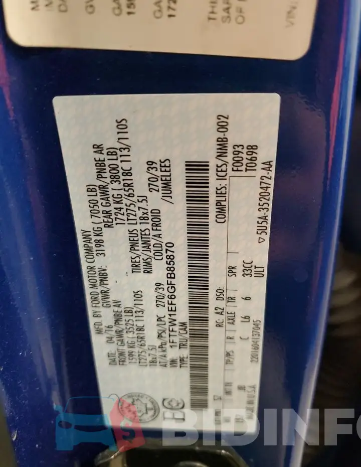 1FTFW1EF6GFB85870 Photo# 12