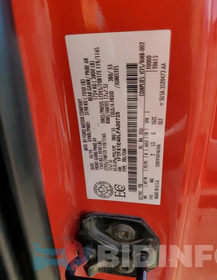 1FTFX1E40LFA00735 Photo# 12
