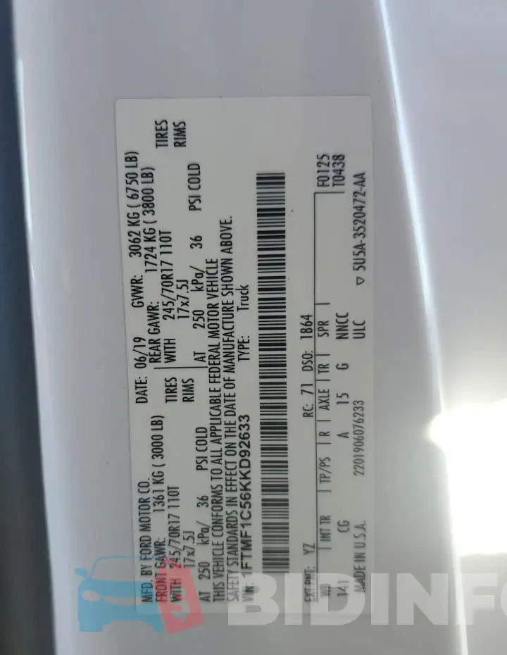 1FTMF1C56KKD92633 Photo# 12