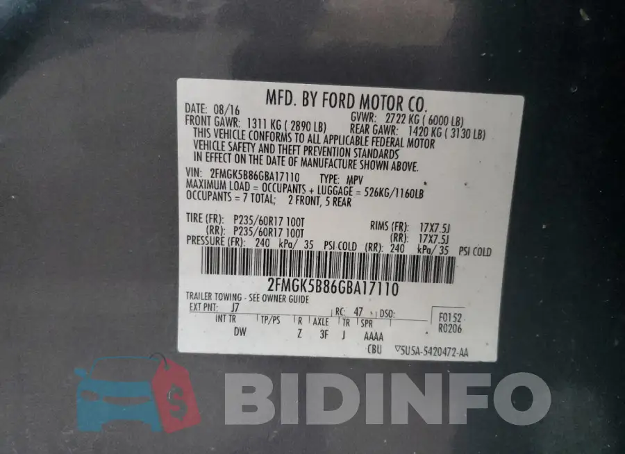 2FMGK5B86GBA17110 Photo# 14