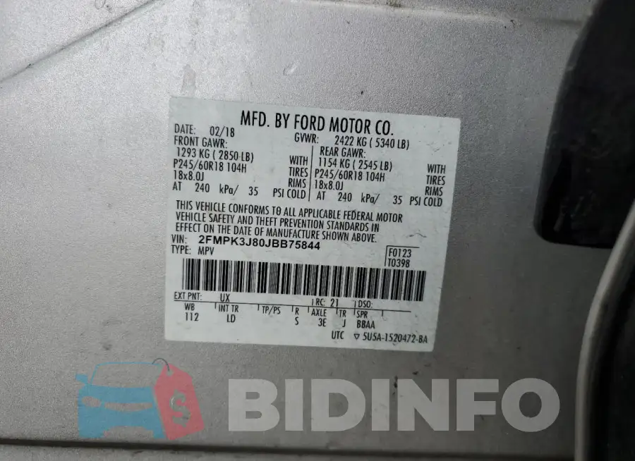 2FMPK3J80JBB75844 Photo# 13