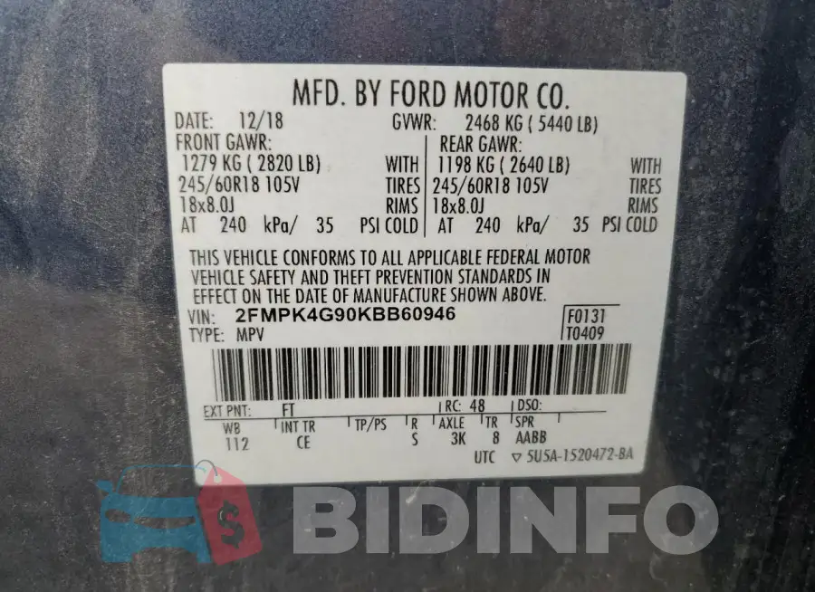 2FMPK4G90KBB60946 Photo# 13