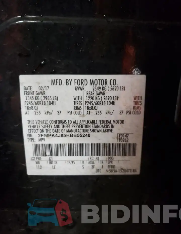 2FMPK4J85HBB55248 Photo# 12