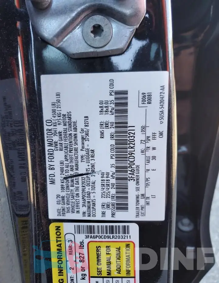 3FA6P0CD9LR203211 Photo# 12