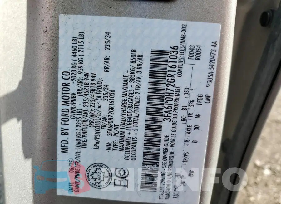 3FA6P0H72GR161036 Photo# 12