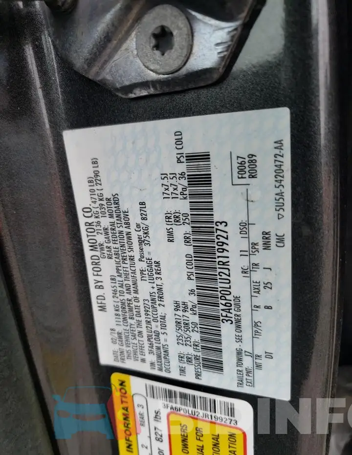 3FA6P0LU2JR199273 Photo# 13