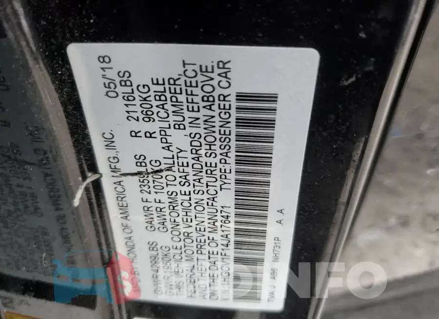 1HGCV1F14JA176471 Photo# 12