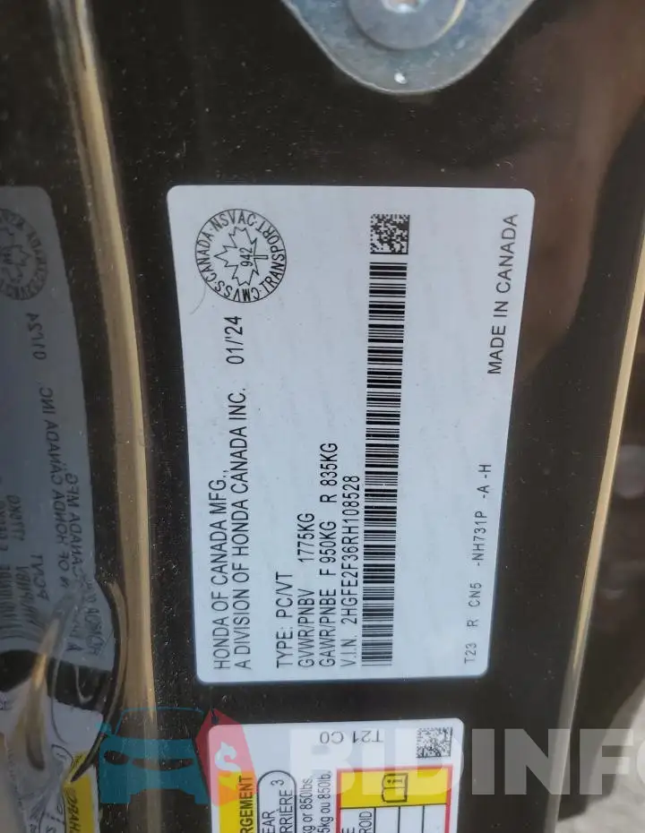 2HGFE2F36RH108528 Photo# 13
