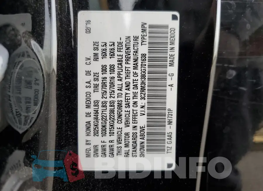 3CZRM3H38GG701638 Photo# 14