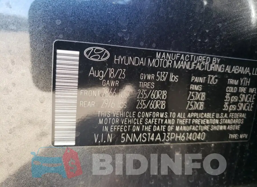 5NMS14AJ3PH614040 Photo# 13