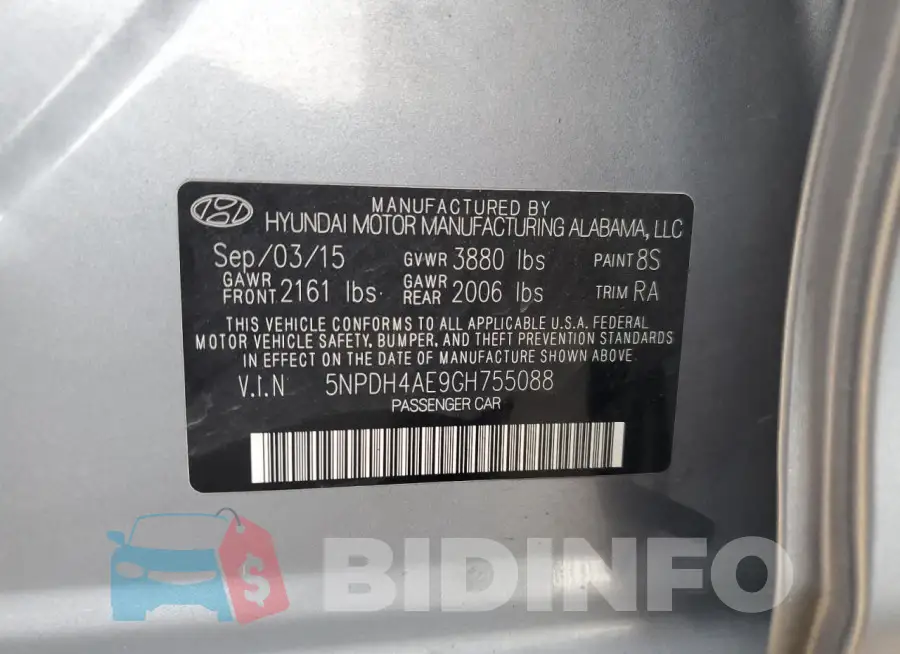 5NPDH4AE9GH755088 Photo# 12
