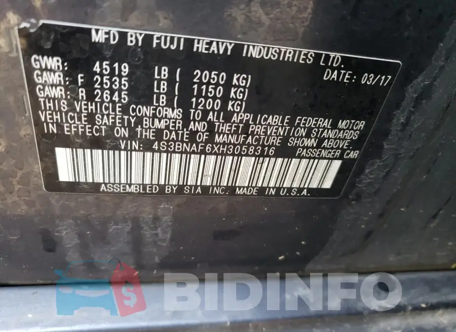 4S3BNAF6XH3058316 Photo# 12