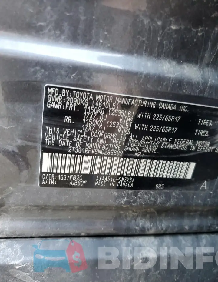 2T3G1RFV9NC285899 Photo# 14