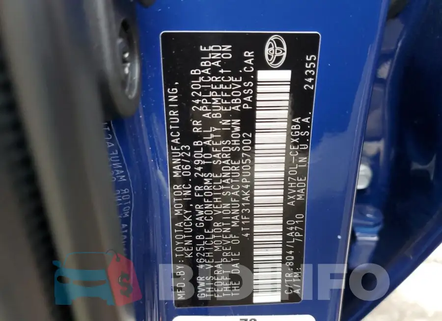 4T1F31AK4PU057002 Photo# 12