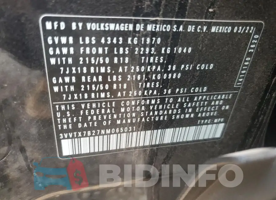 3VVTX7B27NM065031 Photo# 13