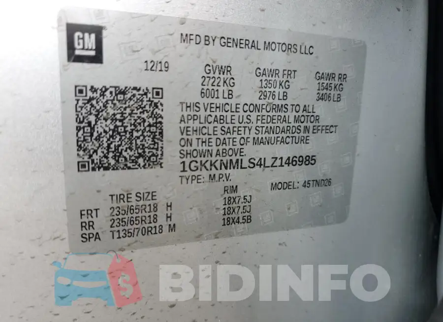 1GKKNMLS4LZ146985 Photo# 14