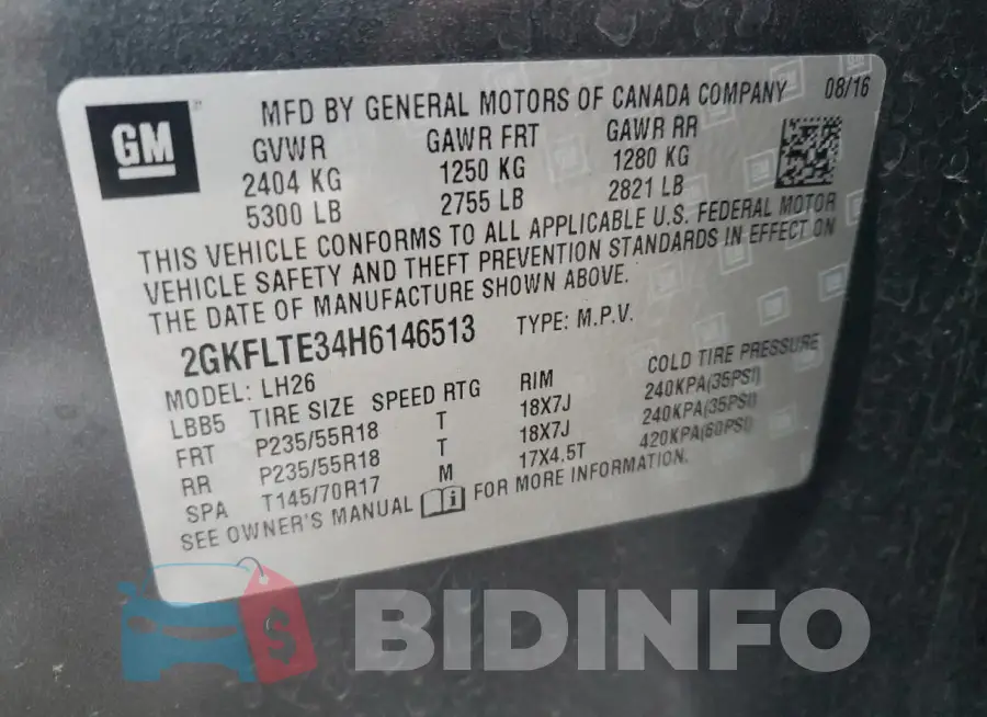 2GKFLTE34H6146513 Photo# 14