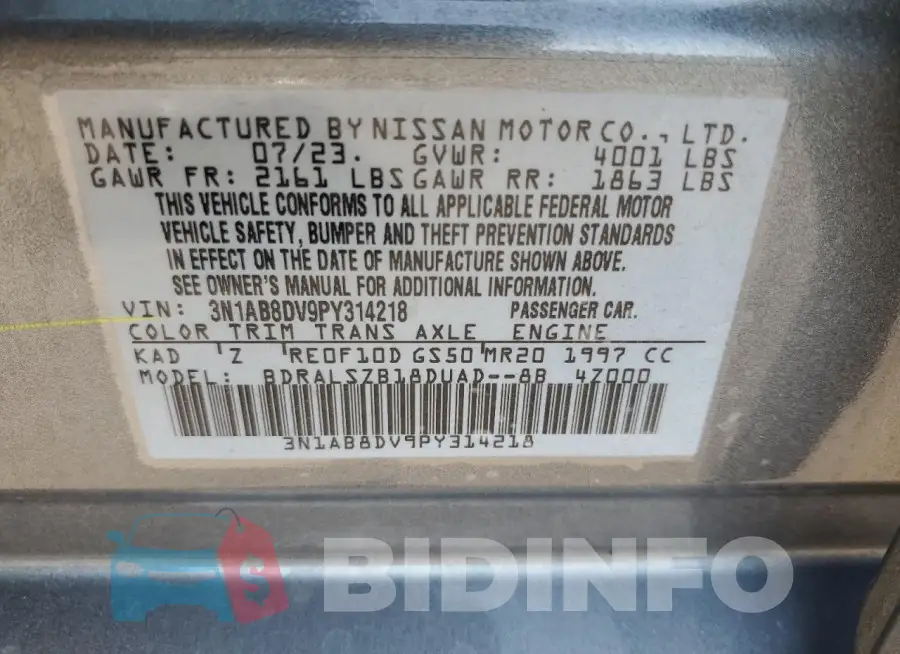 3N1AB8DV9PY314218 Photo# 12